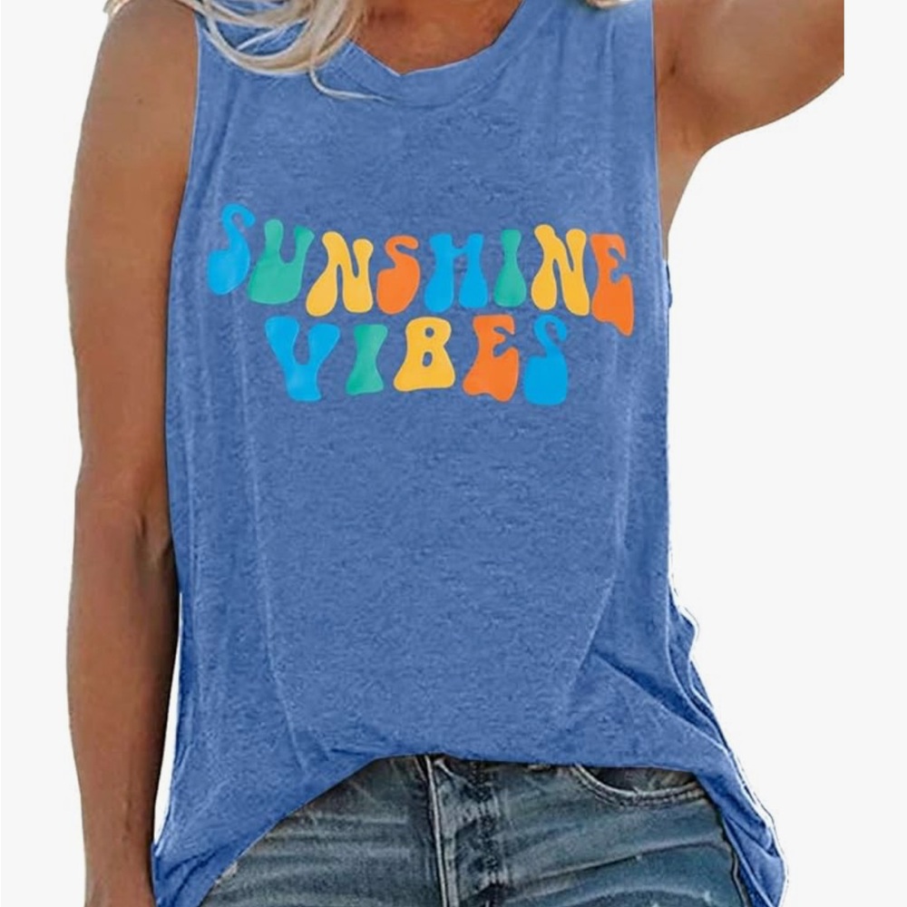 Blue Graphic Tank Top